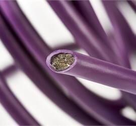 view of a purple power cable.
