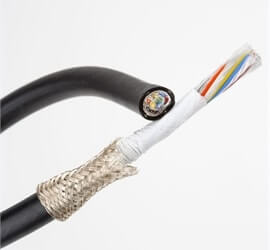 view of a black power cable.