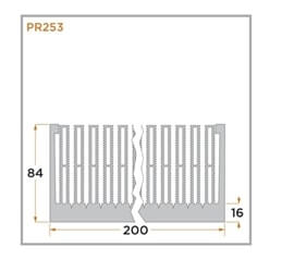 view of a diagram of a PR253 heat sink for forced convention.
