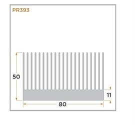 view of a diagram of a PR393 heat sink for forced convention.