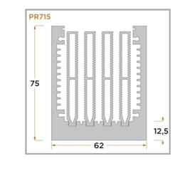 view of a diagram of a PR715 heat sink for forced convention.