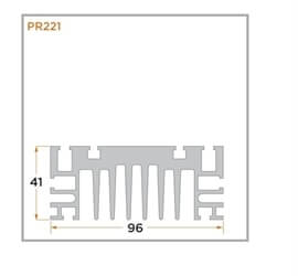 view of a diagram of a custom shape heat sink PR221.