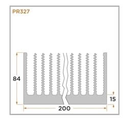 view of a diagram of a PR327 heat sink for forced convention.