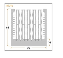 view of a diagram of a PR716 heat sink for forced convention.
