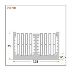 view of a diagram of a PR718 heat sink for forced convention.