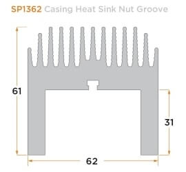diagram of a custom casing heat sink nut groove.