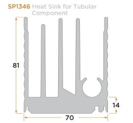 diagram of a custom heat sink for a tubular component.