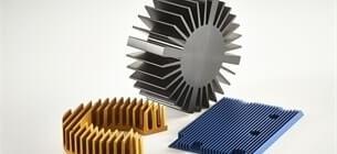 various heat sinks on a white background